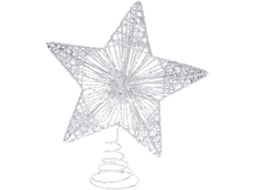 Topo de Árvore de Natal Nova Line, Estrela Prateada, Glitter, 3D | S/MARCA