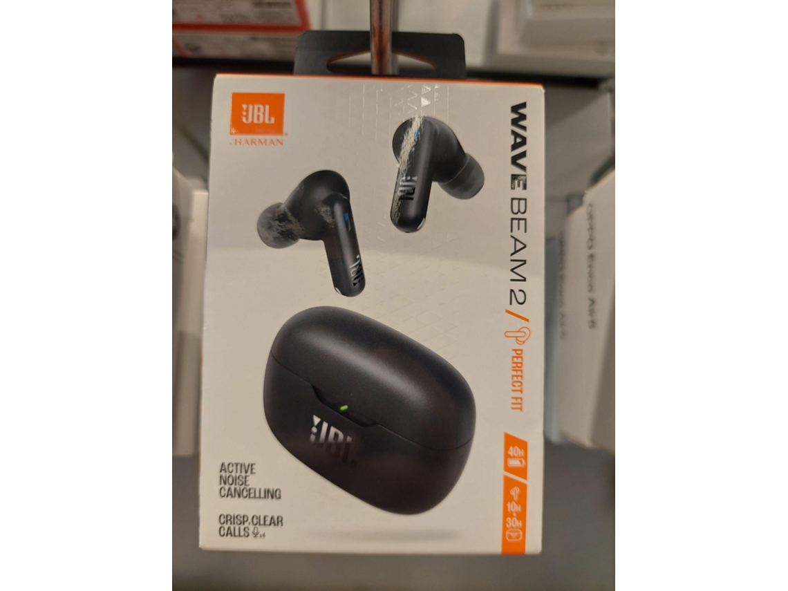 Auriculares Bluetooth True Wireless JBL WAVE BEAM 2 (Outlet Caixa Aberta - In Ear - Microfone - Noise Cancelling - Preto)