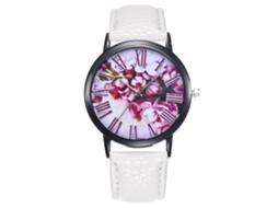 Relógio de Pulso Feminino Analógico de Cinto de Couro Pu Ultradelgado Quartzo (branco)