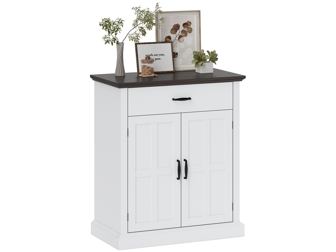 Aparador Rústico para Sala com 1 Gaveta 75,2x40x91,5 cm Branco S/MARCA