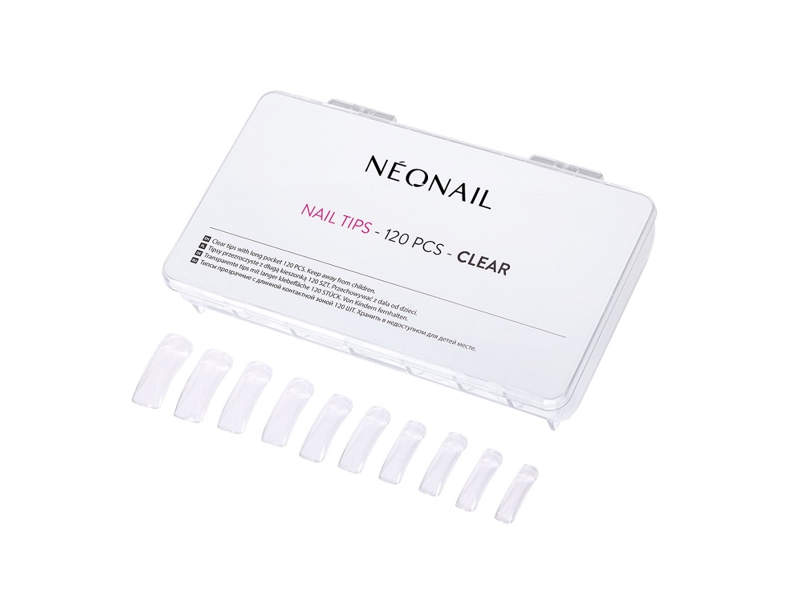 Unhas Postiças Neonail Transparentes Com Bolsa Longa, 120 Unidades