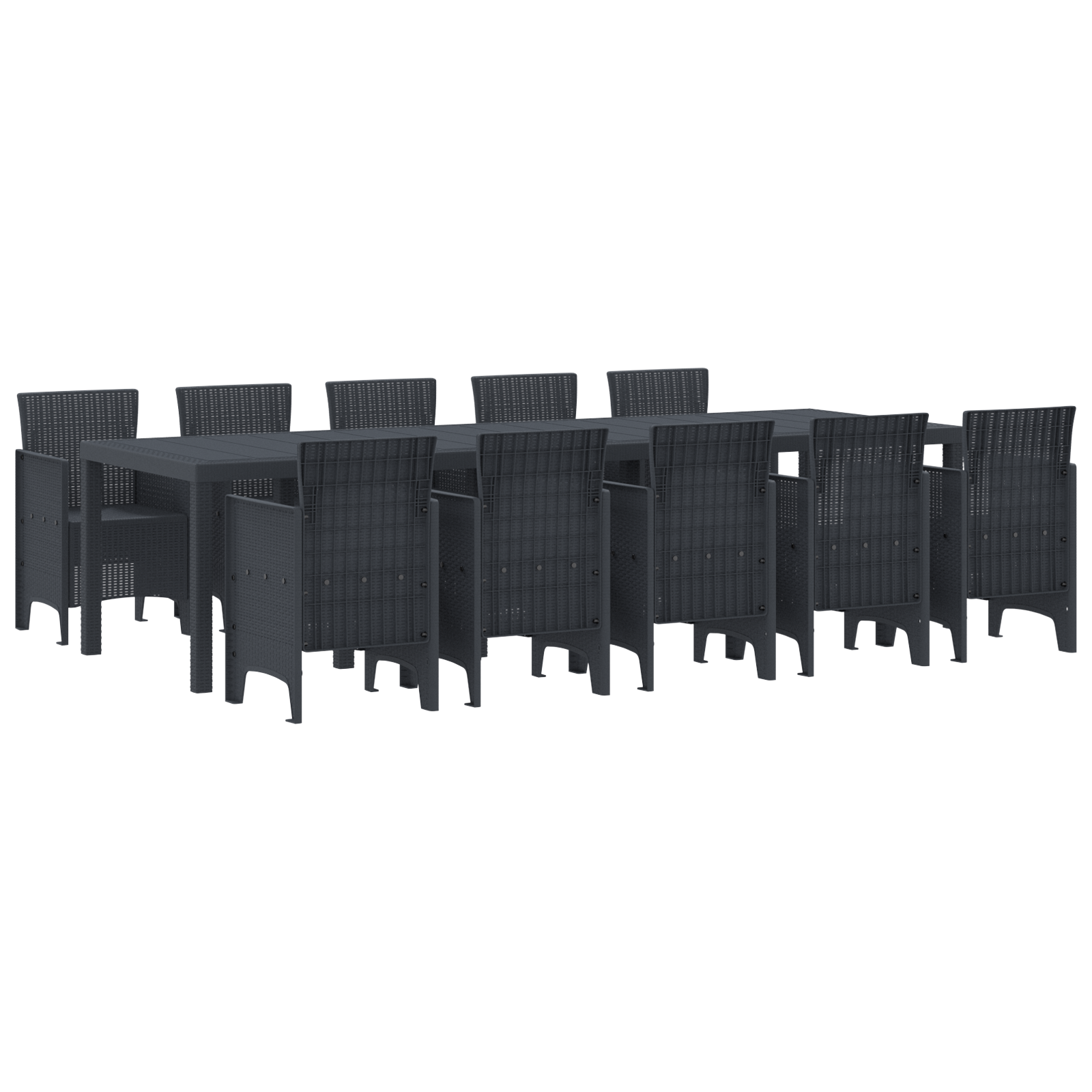 Conjunto 11 De Jantar  Antracite Rattan Poliéster Vidaxl