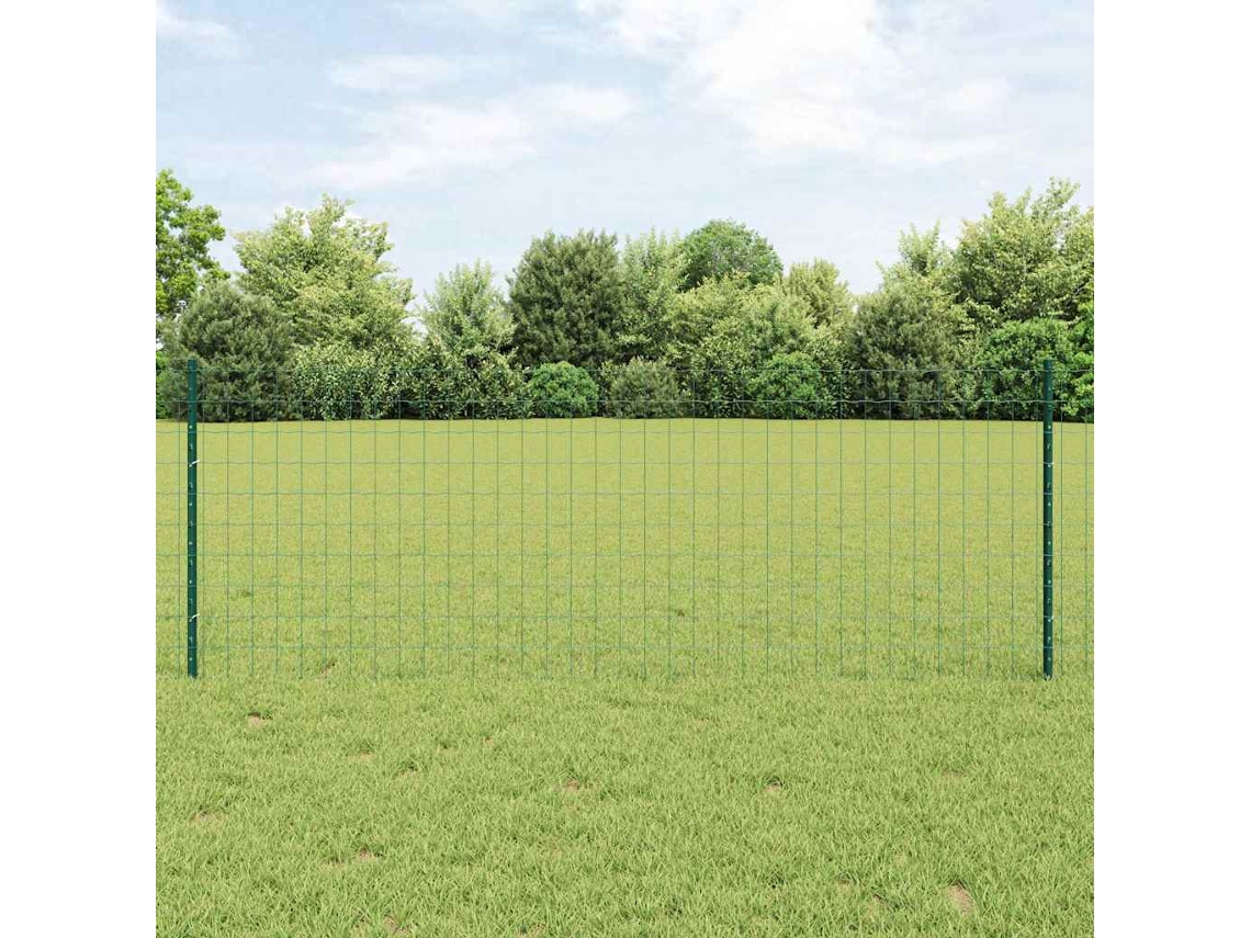 Vidaxl Cerca Euro Com Poste 25 X 0,8 M Aço Revestido De Pvc Verde