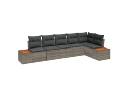 Conjunto 6 Sofá De Jardim Vidaxl Cinzento Vime Pe (319 X 154 X 85 Cm)