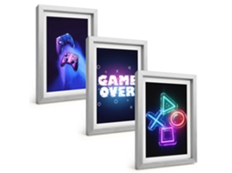 Composição De Quadros Game Over, Controles De Jogo Espelharte (3 Peças 20x30 Cm)