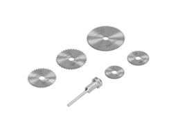 Conjunto de lâminas de serra circular HSS para ferramentas rotativas de corte e marcenaria.