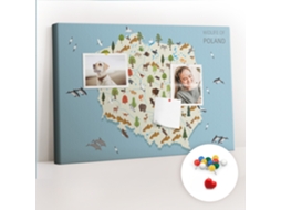Quadro De Cortiça Mapa De Animais Da Polónia Para O Corredor Espelharte (60x40 Cm)