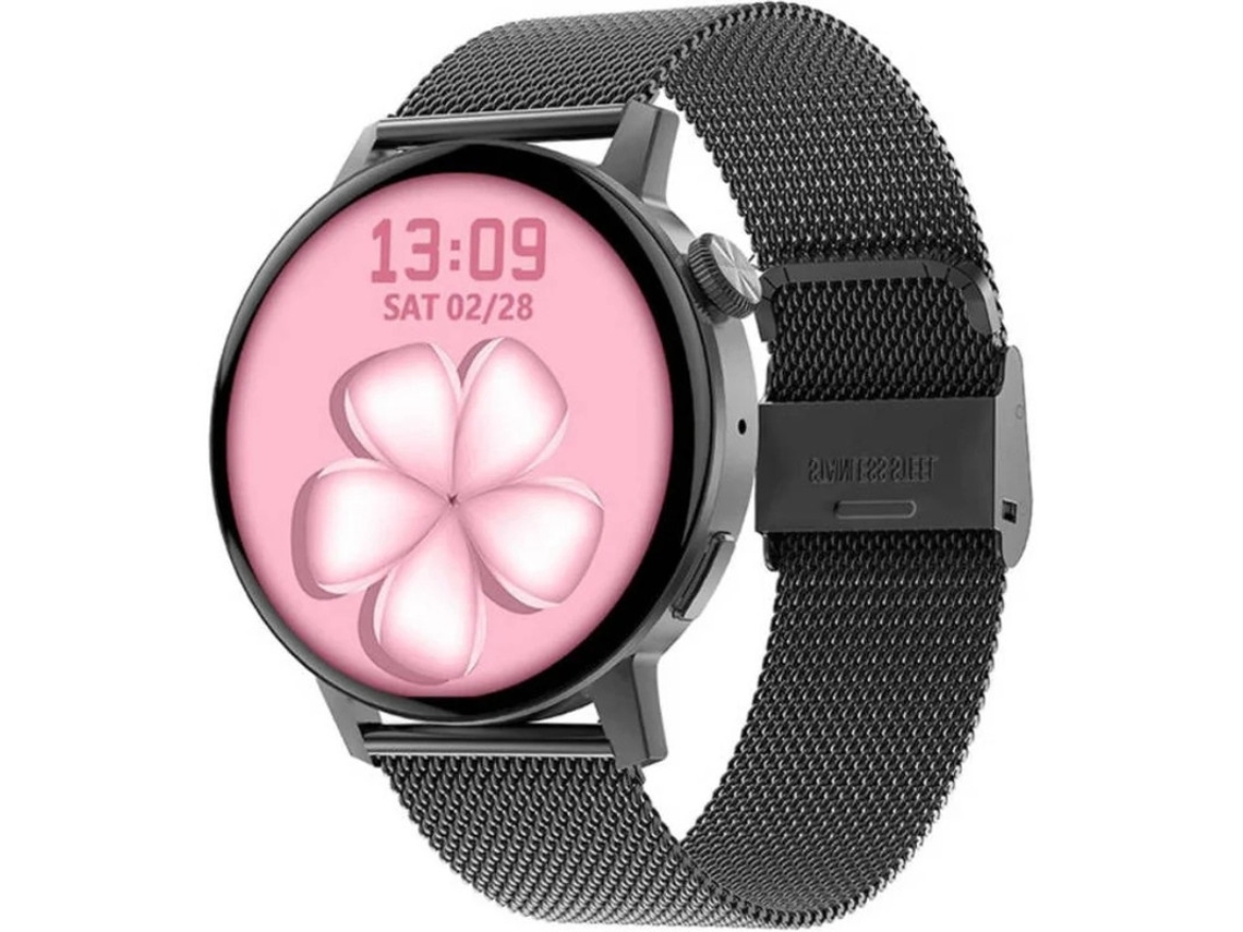 Smart Relgio Unissex 1.36 Redondo Tecido Colorido Toque Nfc Bluetooth Chamada Assistente Voz Senha Faixa Atividade Preto Bestvite