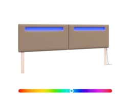 Cabeceira | Painel De Cama Led Cappuccino 200 Cm Couro Sintético