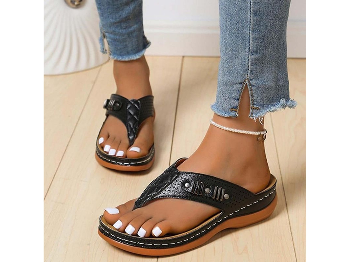 Sandálias Ortopédicas Wedge com Solas Ergonômicas 41 Preto