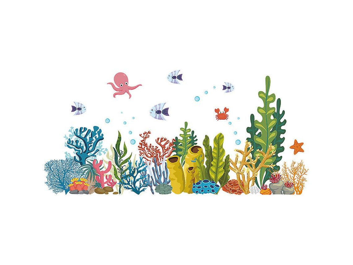 Rebe stickers de Parede de Peixes e Animais Marinhos Criativos para Decorar Quarto, Sala de Estar e Cozinha