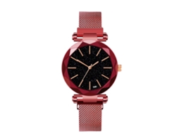 Reloj De Pulsera Hombre Moda Casual Dial De Aleación Espejo Cuarzo Rojo