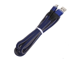 Mali cabo de Carregamento Micro Usb de Nylon Trançado com Carregamento Rápido para Celulares Android Azul 1.7m