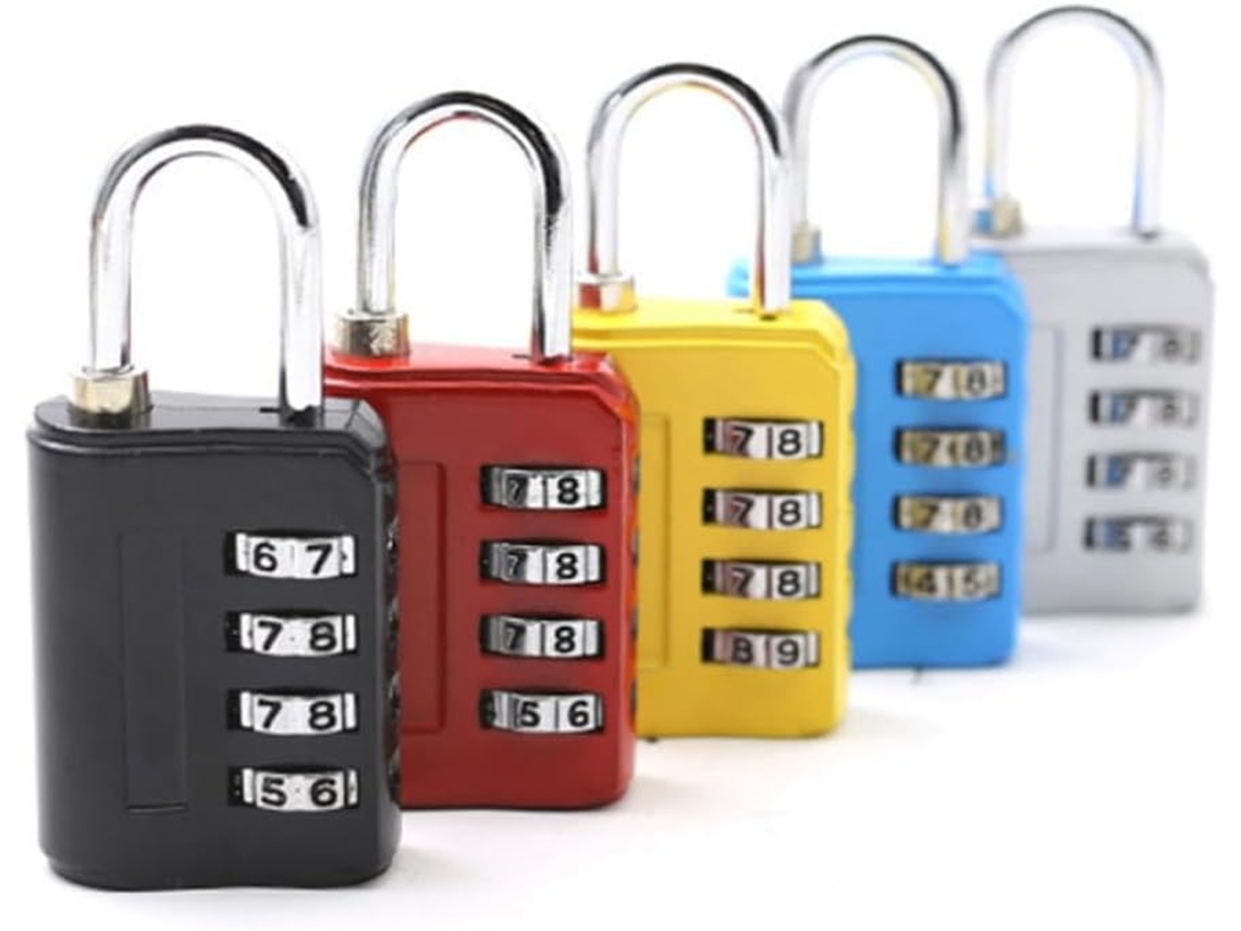 Conjunto De 5 Cadeados De Combinação De 4 Dígitos Para Bagagem