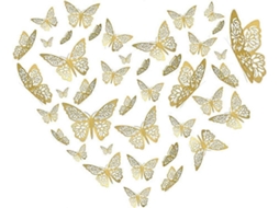 Adesivo De Parede De Borboleta, 48 Peças, Dourado, Arte 3d, Removível, Decoração Mural, Faça Você Mesmo, Decoração Voadora Slowmoose