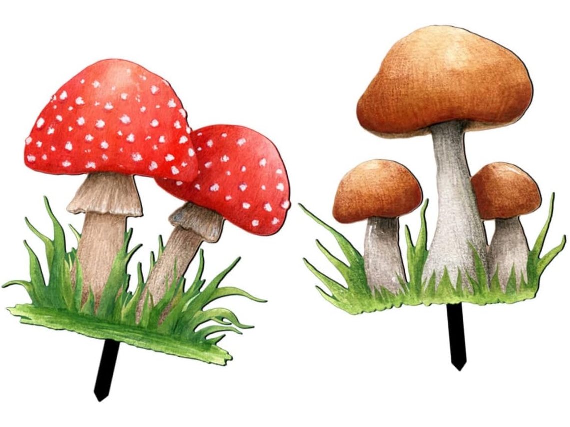 Conjunto De 2 Estacas De Acrílico Em Formato De Cogumelo Para Decoração De Jardim, Ideal Para Áreas Gokoco