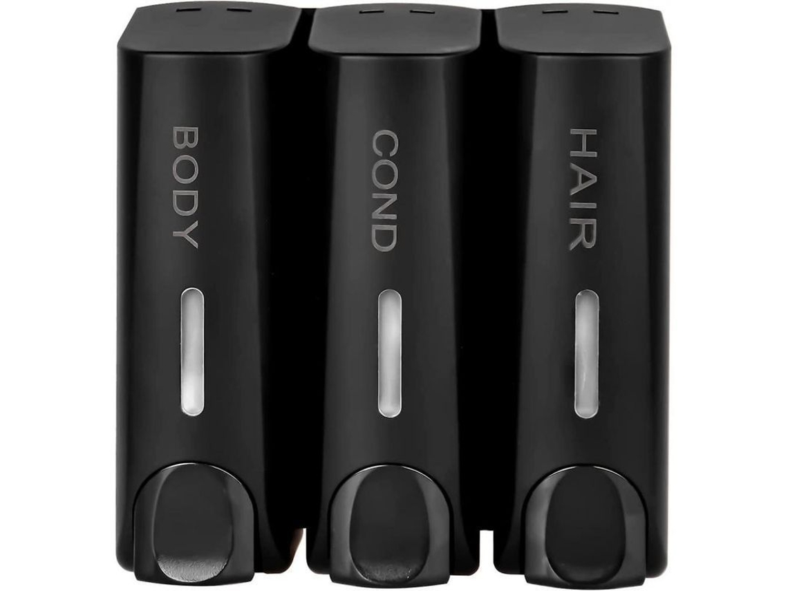 2026-dispensador De Champô, Condicionador E Gel De Banho De Parede Cor Preto Fosco, 3 Compartimentos, Abs Resistente