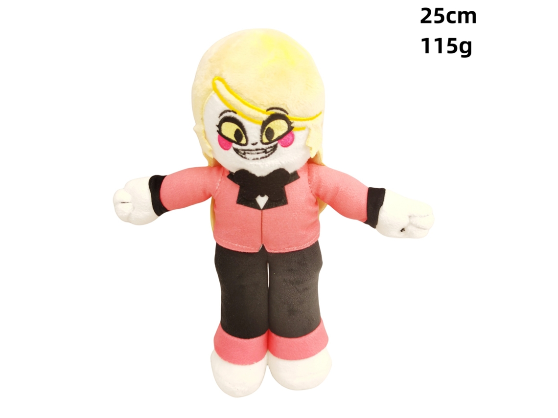 Brinquedo de Pelúcia Hazbin Hotel Boneco Jester do Inferno, Casaco Rosa e Cabelo Amarelo GOKOCO