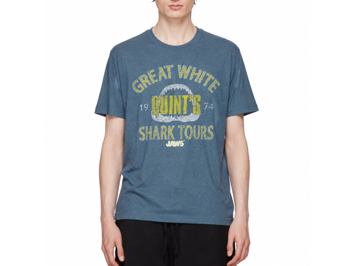 Rockinstone Jaws Movie Shark Tour Heather Indigo Adult T-shirt Size:xxxl