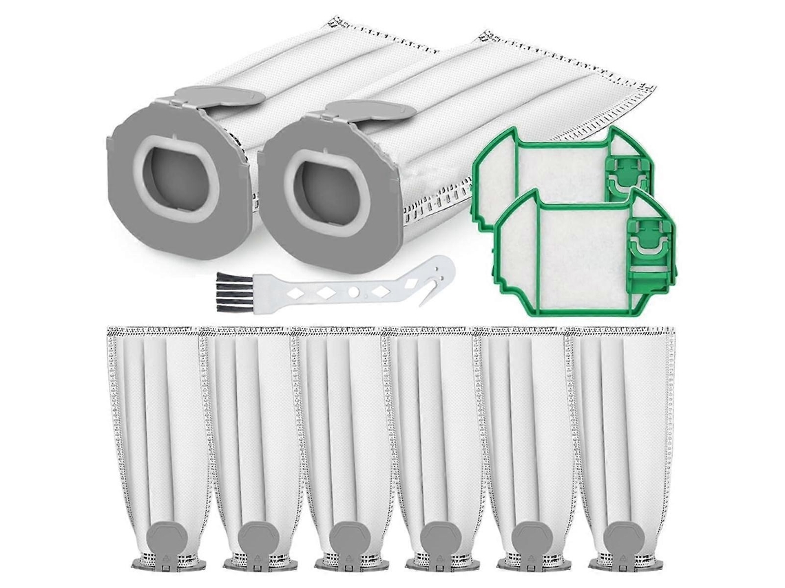 Conjunto de 8 Sacos para Aspirador de Pó Sem Fio Kobold Fp7 Vk7 com 2 Filtros Proteção do Motor BRILVIBERA