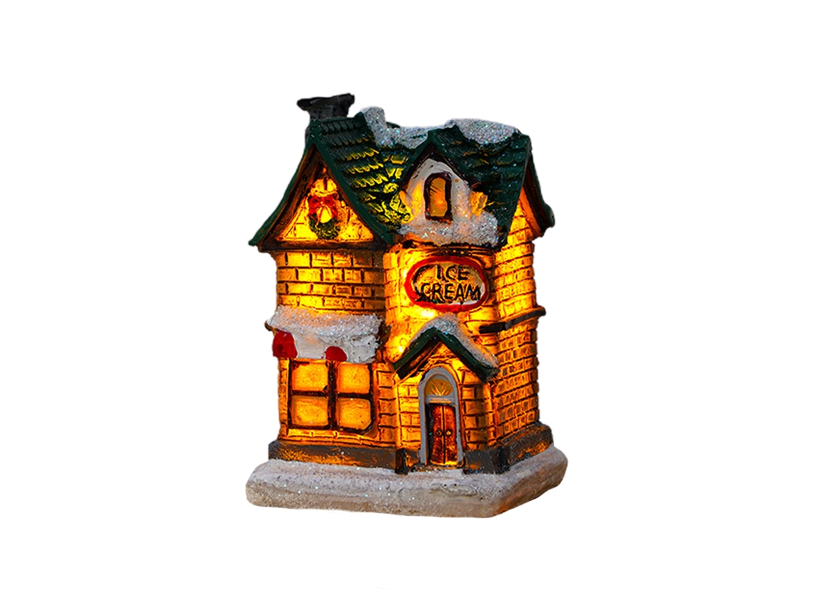 Laxiscreed Casa De Natal Em Resina Pequena Com Luz E Paisagem Neve Para Decoração Festiva