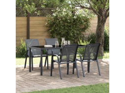 Vidaxl Cadeiras De Jardim Empilháveis 4 Pcs Textilene Cinzento