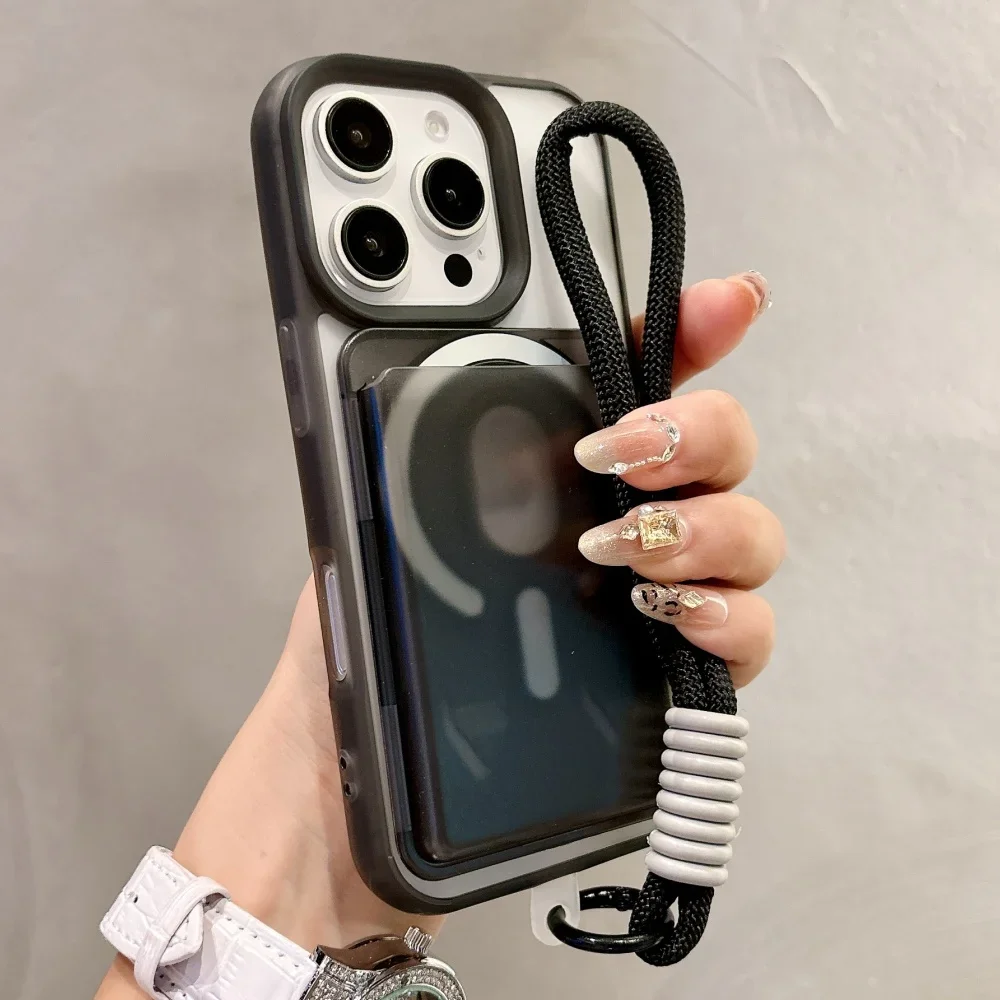 (preto 16) Capa Transparente Para Celular Estilo Carteira Com Compartimento Para Cartão E Fecho Magnético