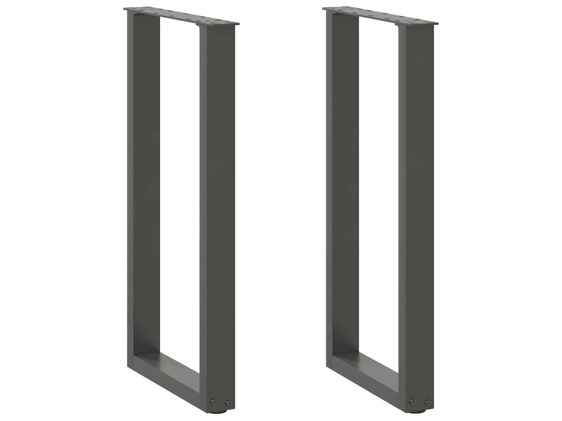 vidaXL Pernas mesa centro 2 pcs forma de U 38x(72-73) cm aço antracite