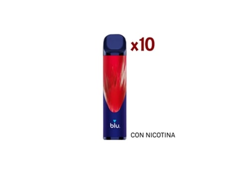 Pack 10 Blu Bar Vaper Desechable Fresa Ice Con Nicotina 600 Caladas