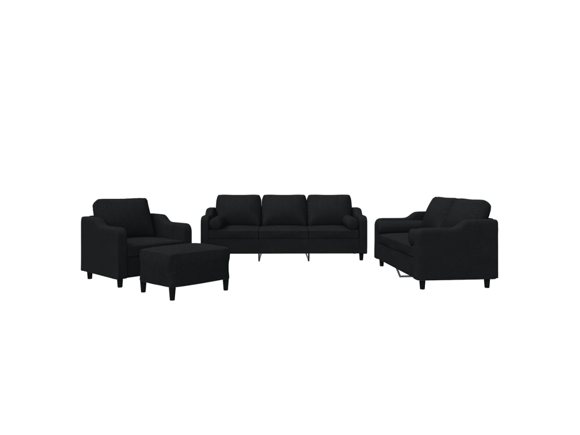 Maison Exclusive - 4 Pcs Conjunto De Sofás Com Almofadas Tecido Preto