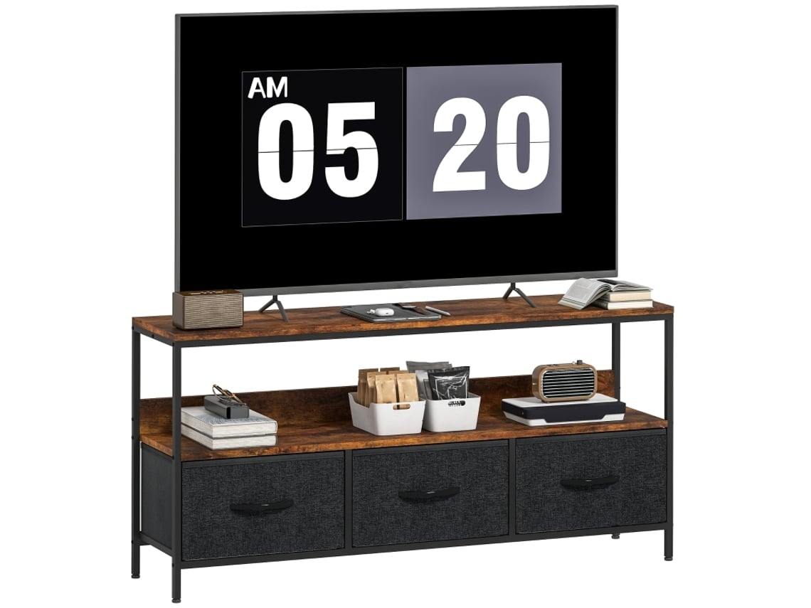 Móvel Para Tv Rústico Com 3 Gavetas E Pés De Aço,ideal Para Tvs Até 55 Polegadas,dimensões 120 X 29 X 56 Cm
