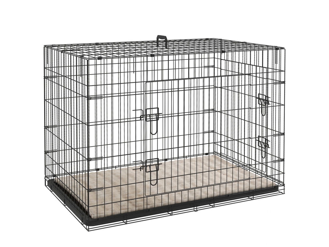 Alça para Transportadora de Cães, Bandeja Removível, Almofada, 105x70x75 Cm Preto | S/MARCA