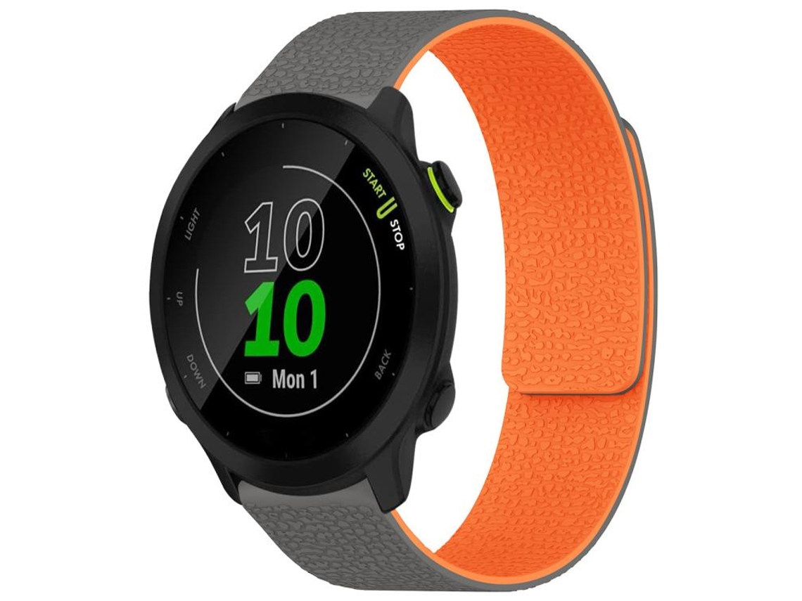 Bracelete para Garmin Forerunner 45/45s/Swim 2 silicone magnético textura de lichia cinza laranja XIAOMOYU (18mm)