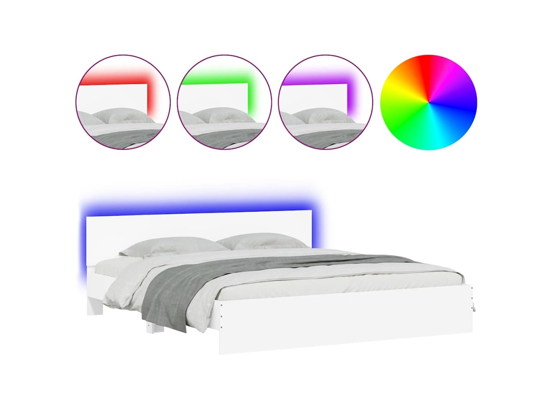 Bed Frame, Bed Frames Vidaxl Branco Madeira Processada (200 X 200 Cm)