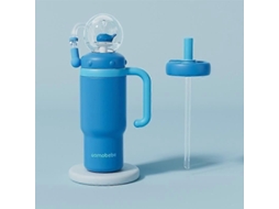 Copo De Água Infantil De Aço Inoxidável Com Padrão De Baleia Isolamento Duplo Anti-vazamento Azul Royal