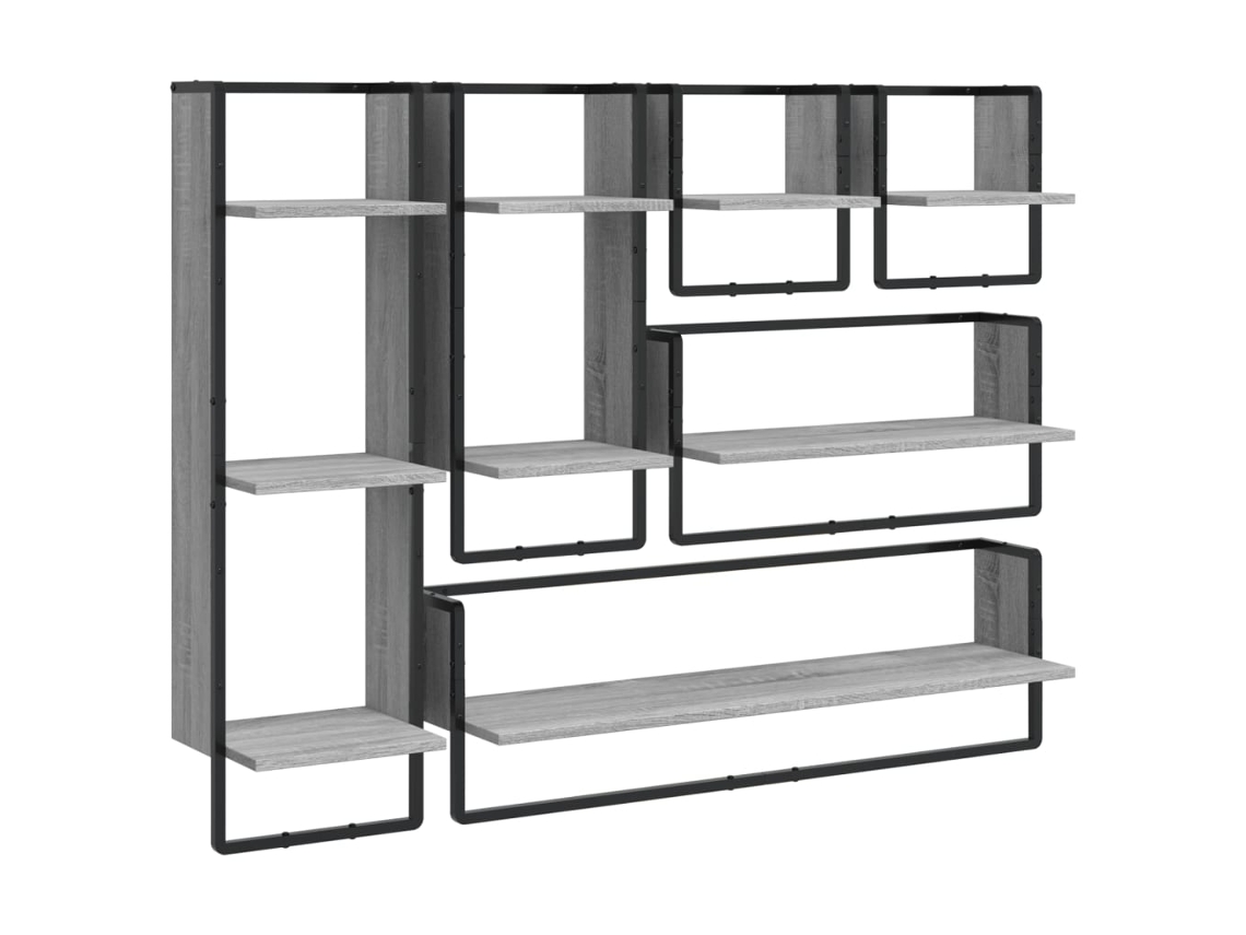 Wall Shelf Set, Wall Shelf Sets Vidaxl Cinzeto Madeira Processada (n/a)