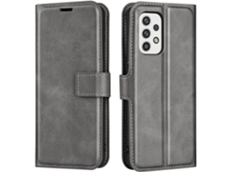 Capa Função Protetora para Samsung Galaxy A23 5G HONGWE. Pele Sintética Magnética Cinzento