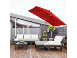 Guarda sol Retangular de Jardim, com Inclinação Ajustável, em Madeira e Poliéster de Alta Densidade, 2m X 1,5m X 2,3m (vermelho)