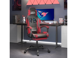 Vidaxl Cadeira Gaming C/ Apoio Pés Couro Artificial Preto E Vermelho