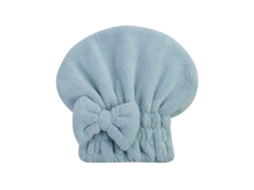Toalha De Cabelo Altamente Absorvente De Lã Coral Com Touca De Banho Com Laço Xw