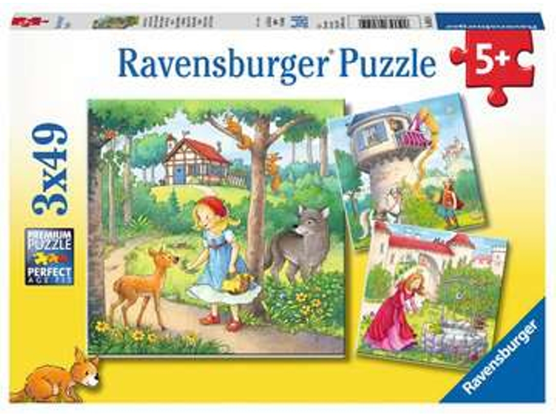 Puzzle RAVENSBURGER Rapunzel Little Red Riding Hood And The Frog Prince 49 Peças Desenhos Animados