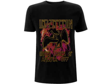 T-Shirt ROCK OFF Led Zeppelin - Black Flames Preto (Tamanho: L)