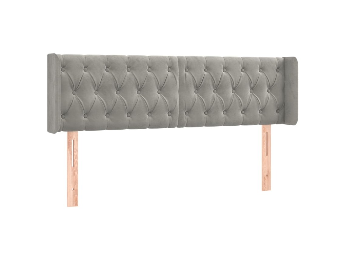 Cabeceira de Cama com Abas Veludo Cinzento Claro MAISON EXCLUSIVE (147x16x78 cm)