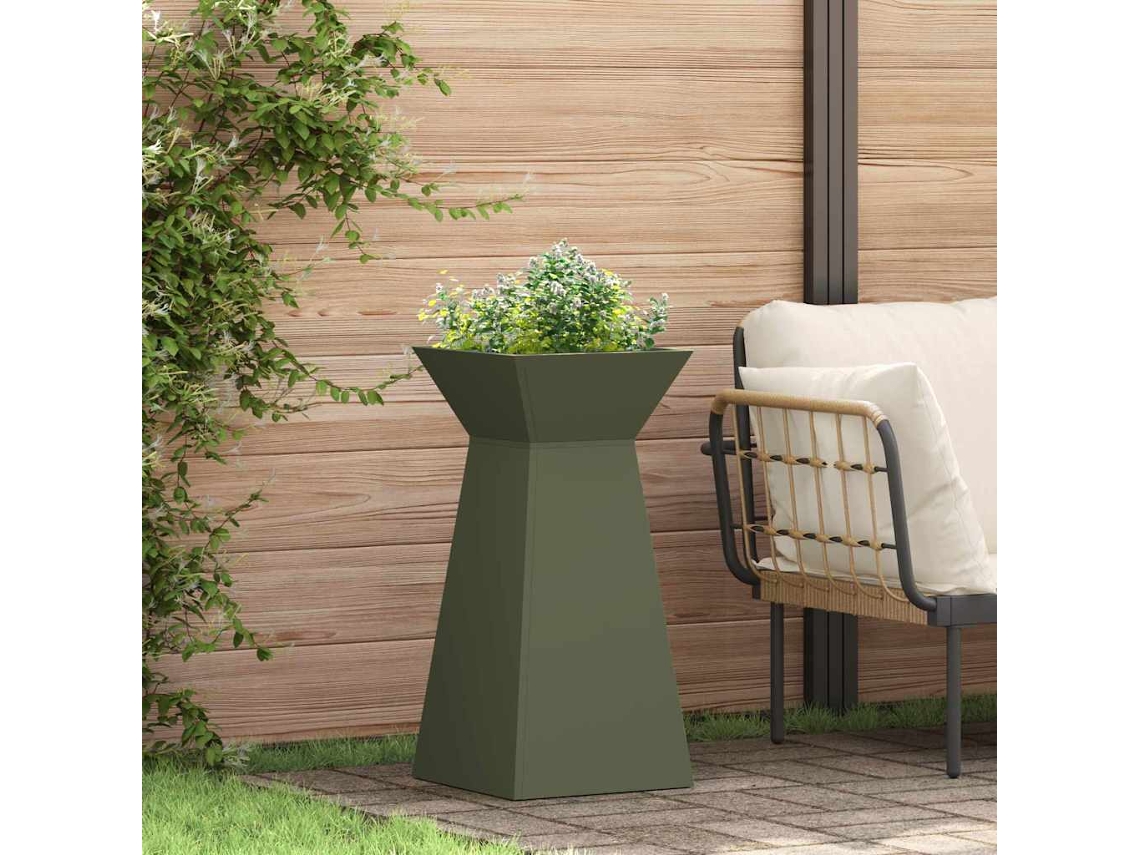 Vidaxl Vaso De Pilar Verde-azeitona 35 X 35 X 73 Cm