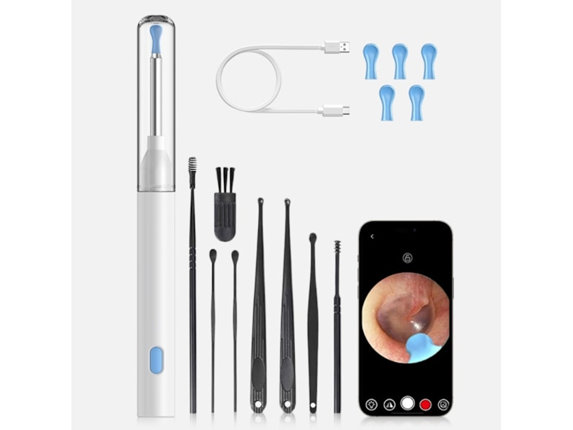 Limpador De Ouvidos Inteligente Com Câmera, Inspeção Auricular Sem Fio E Segura(branco)