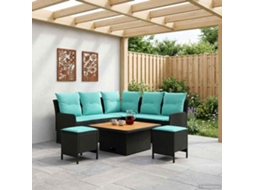Vidaxl Conjuntos De Móveis 6 Pcs Preto E Turquesa Rattan De Pe