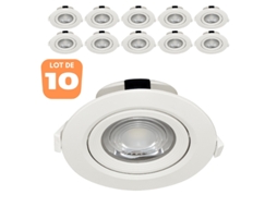 Conjunto de 10 Manchas de Led de Cob Construídas -Em Branco Ajustável Branco 10W Ip20 6500K BRAYTRON