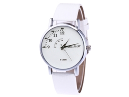 Reloj De Cuarzo Elegante Unisex Con Correa De Cuero Pu Para Hombre Y Mujer (blanco)
