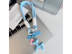 Pulseira Para Celular Com Cordão Em Formato De Cachorro Com Balão Em Formato De Coração, Pulseira Fofa Para Celular Com Cordão Azul