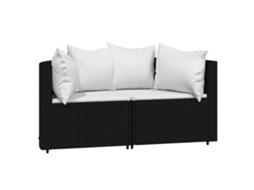 Maison Exclusive - Sofás De Canto P/ Jardim C/ Almofadões 2 Pcs Vime Pe Preto